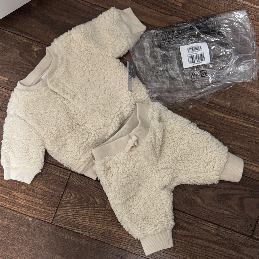 Gap Baby Cozy Cream Sherpa Sweatshirt & Jogger Set